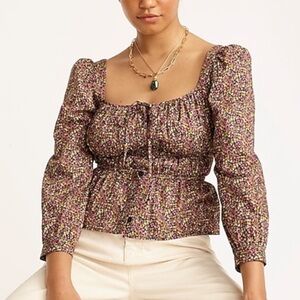 J. Crew | Organic Cotton Cinched Waist Top in Liberty Busy Izzy Fabric